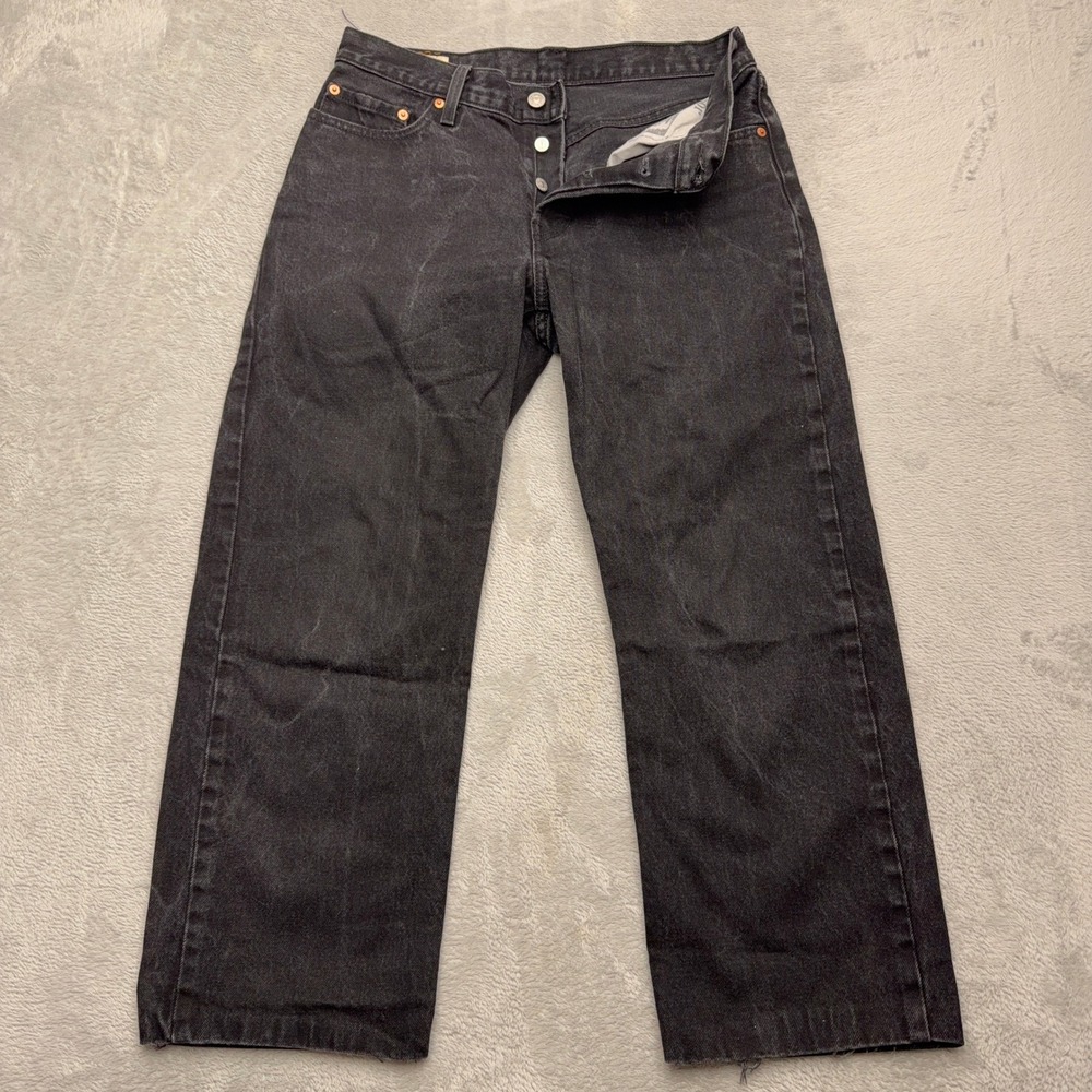 Levi's 501 Premium Jeans Mens 29x32 (26" hemmed) Black 501 Button Fly Straight